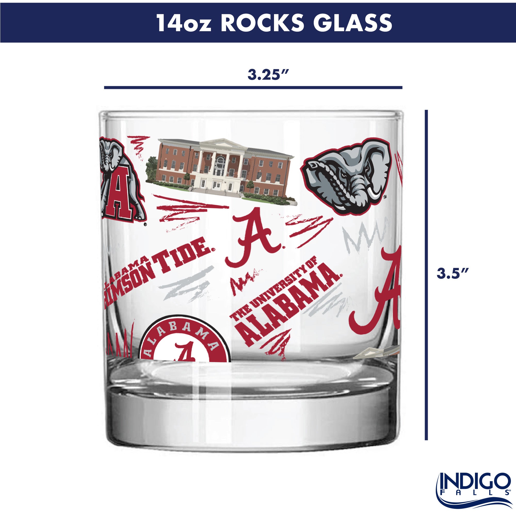 Set of 2 Alabama Crimson Tide 14oz Local Rocks Glasses