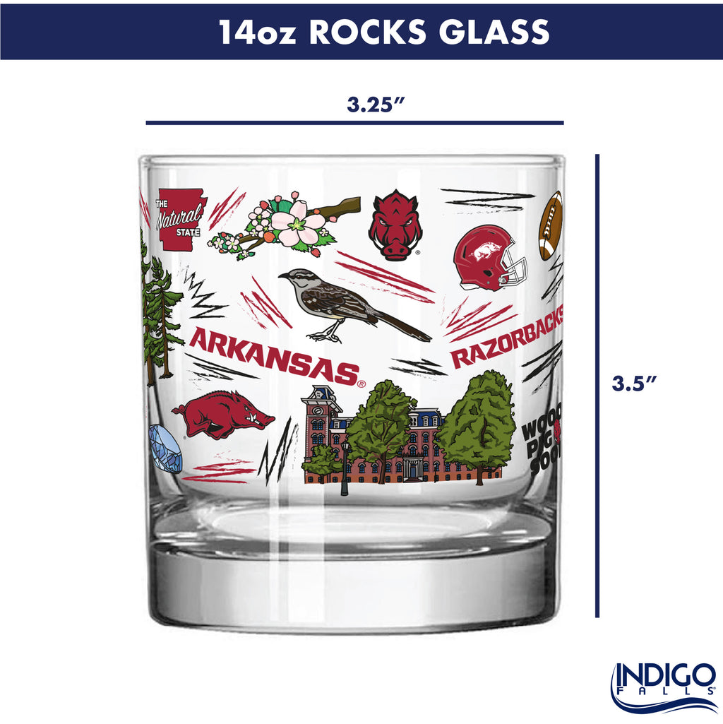 Set of 2 Arkansas Razorbacks 14oz Local Rocks Glasses