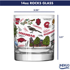 Set of 2 Arkansas Razorbacks 14oz Local Rocks Glasses