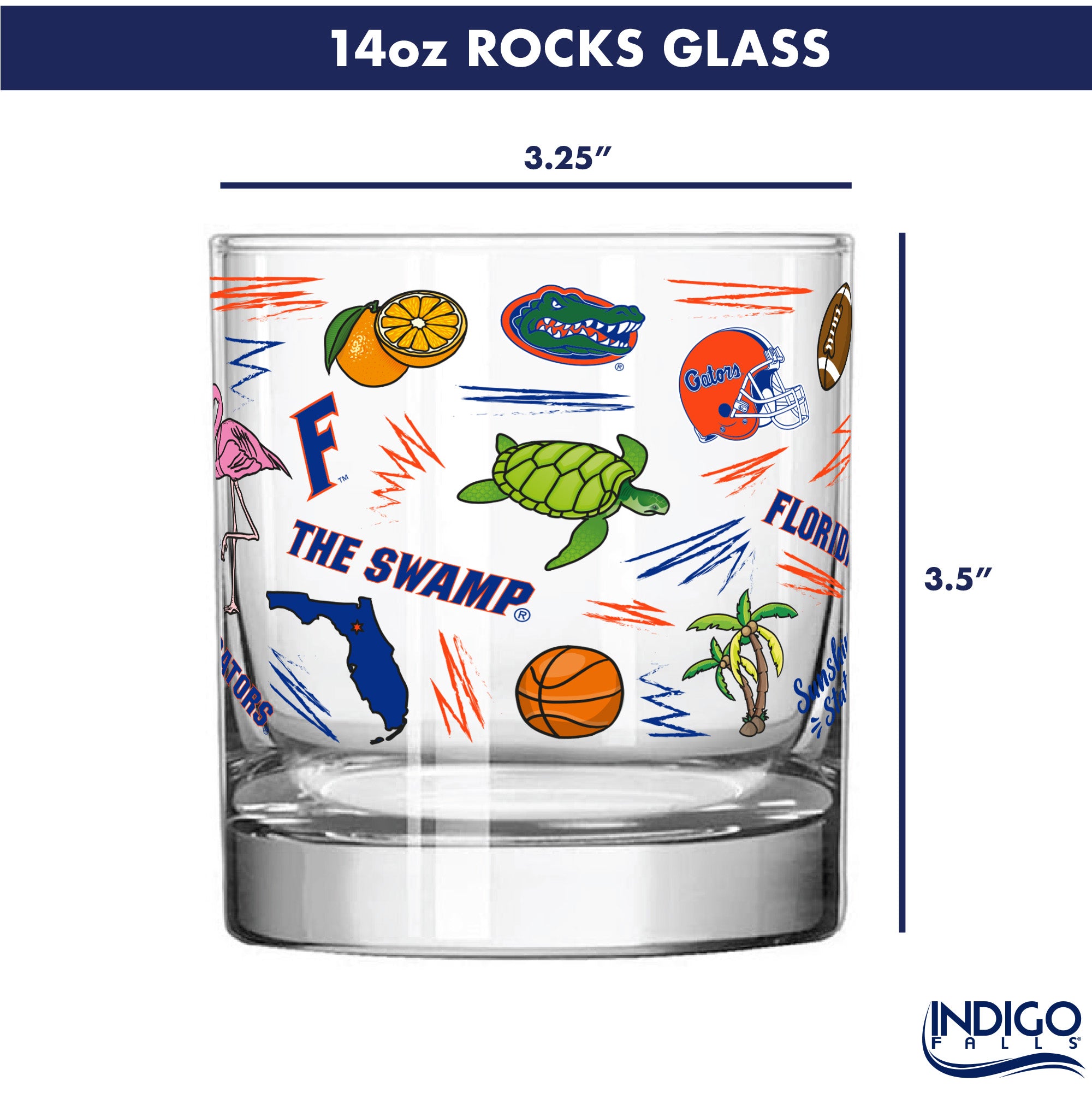 Set of 2 Florida Gators 14oz Local Rocks Glasses