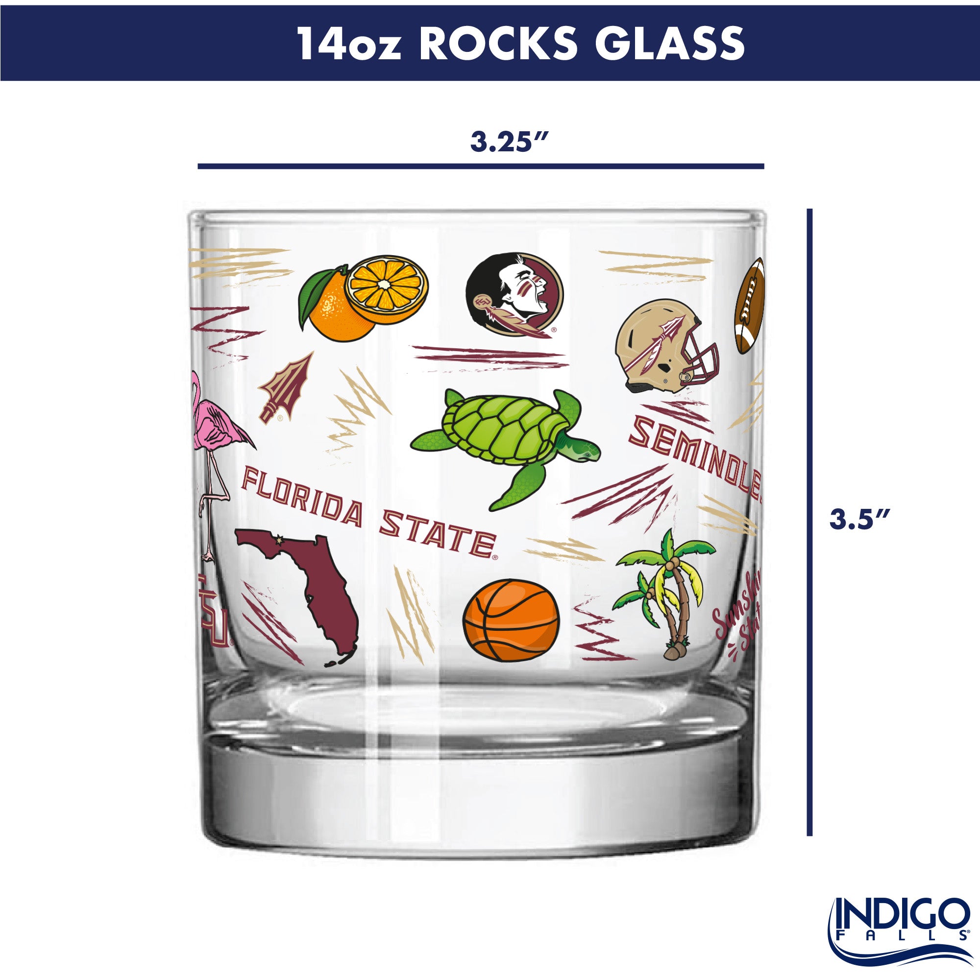 Set of 2 Florida State Seminoles 14oz Local Rocks Glasses