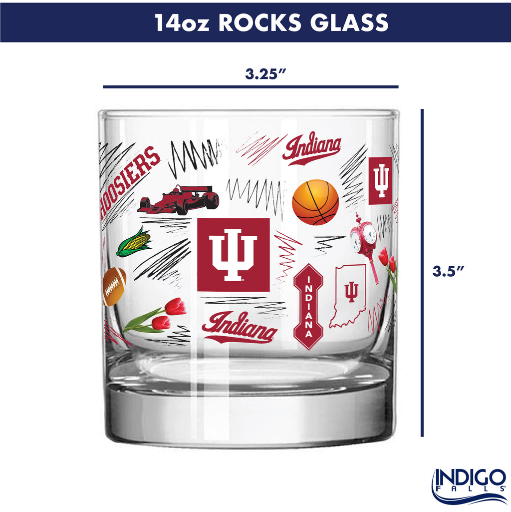 Set of 2 Indiana Hoosiers 14oz Local Rocks Glasses