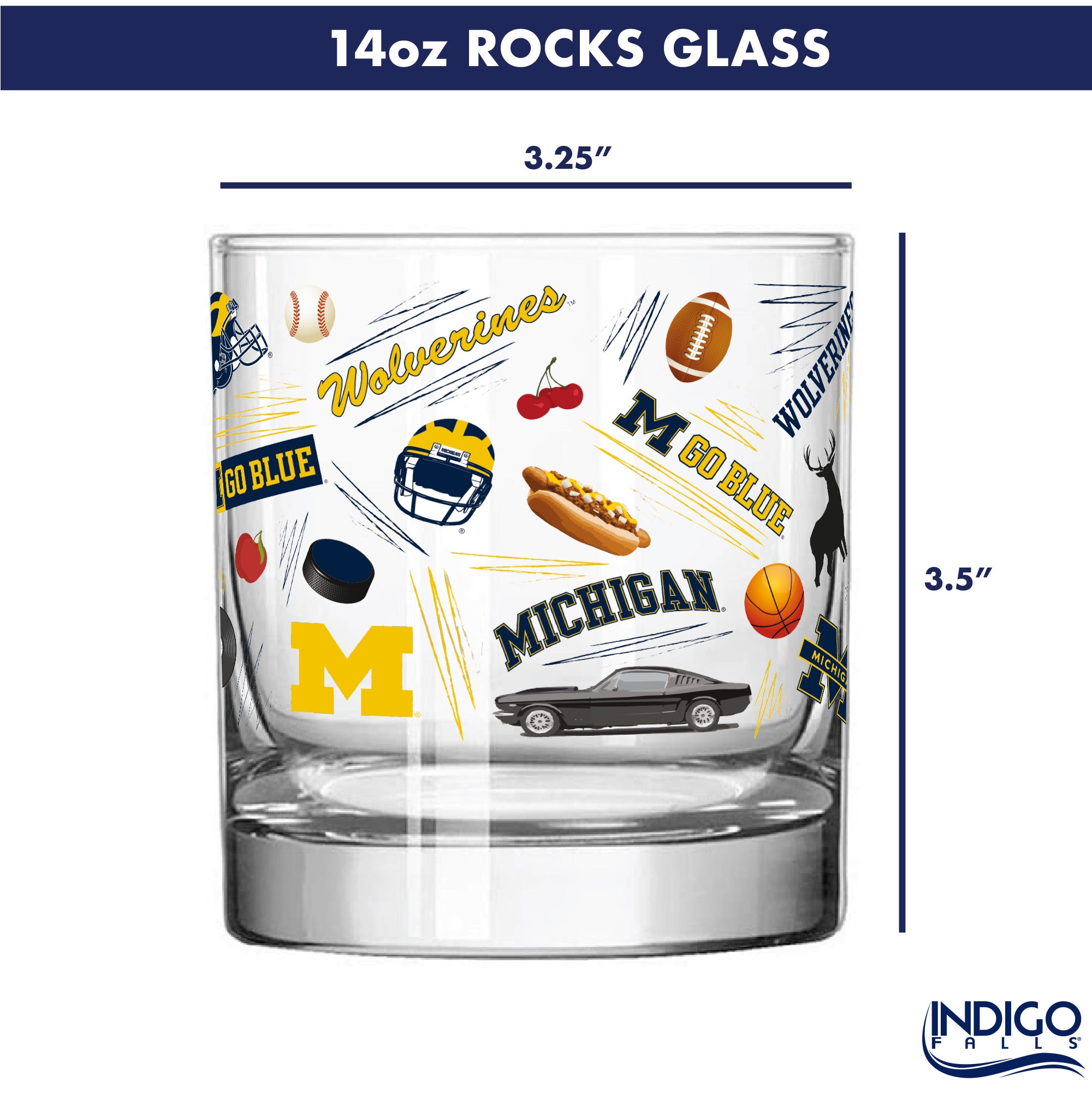 Set of 2 Michigan Wolverines 14oz Local Rocks Glasses