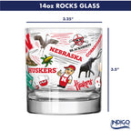 Set of 2 Nebraska Cornhuskers 14oz Local Rocks Glasses