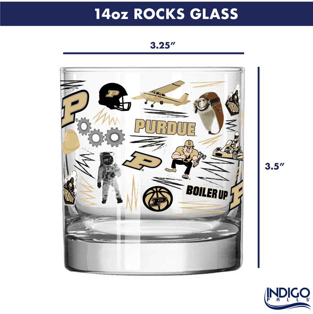Set of 2 Purdue Boilermakers 14oz Local Rocks Glasses