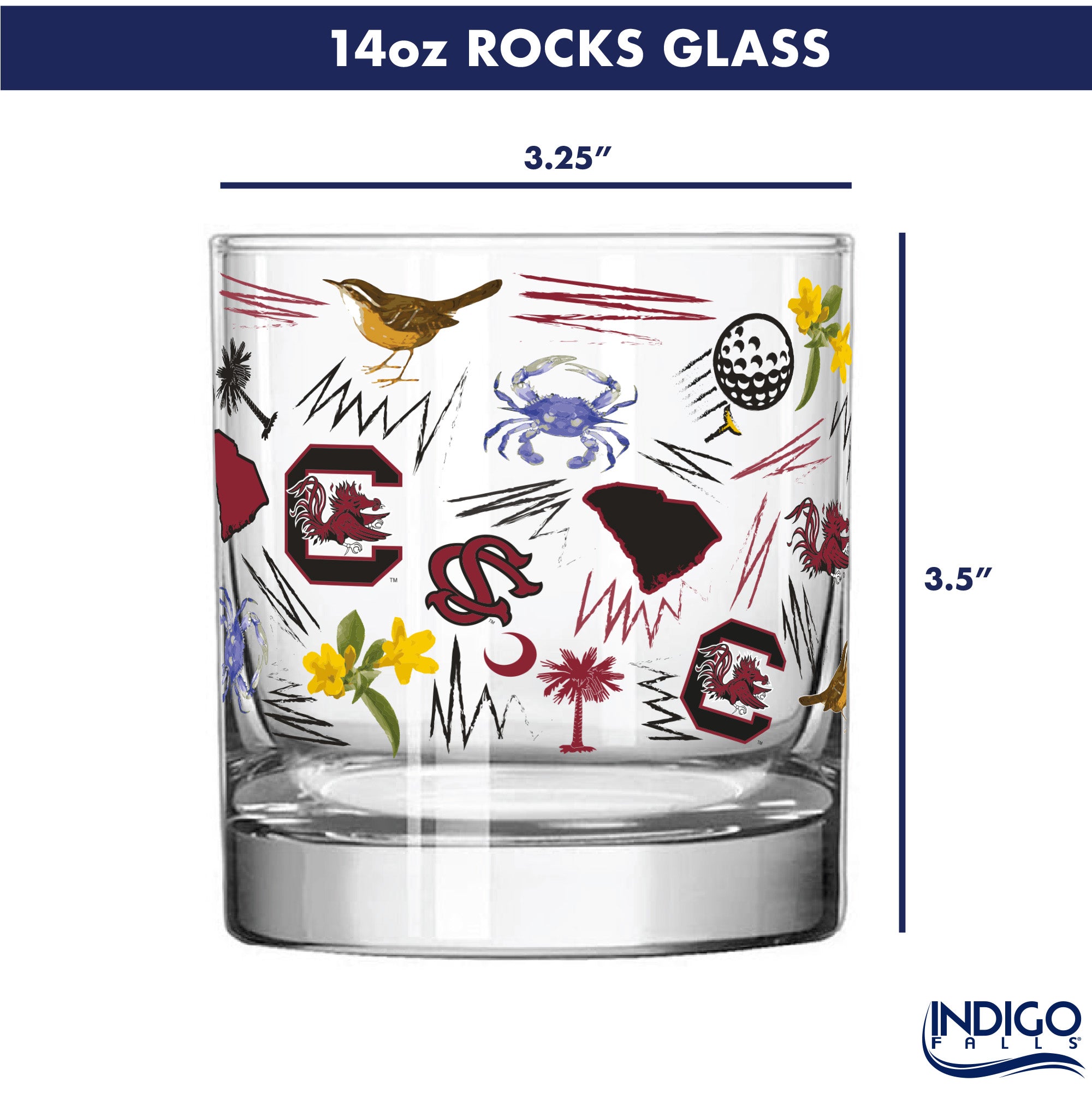 Set of 2 South Carolina Gamecocks 14oz Local Rocks Glasses