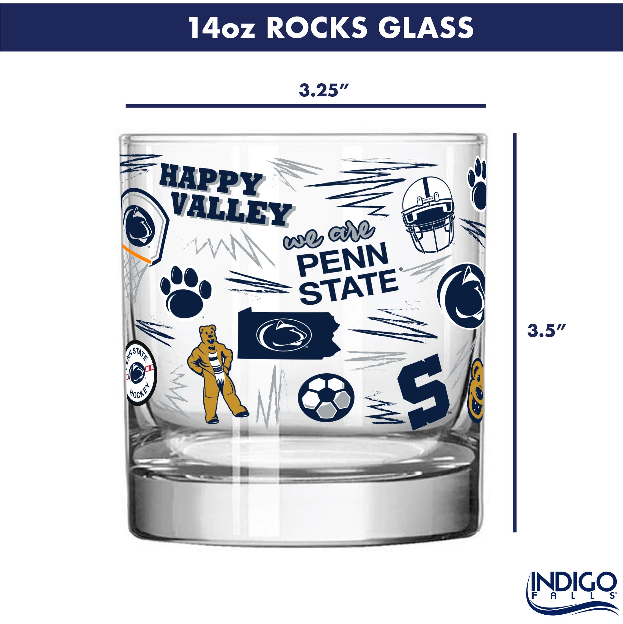 Set of 2 Penn State Nittany Lions 14oz Local Rocks Glasses