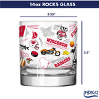 Set of 2 Wisconsin Badgers 14oz Local Rocks Glasses
