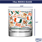 Set of 2 Miami Hurricanes 14oz Local Rocks Glasses