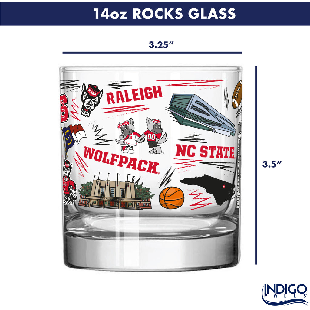 Set of 2 NC State Wolfpack 14oz Local Rocks Glasses
