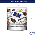 Set of 2 Oregon State Beavers 14oz Local Rocks Glasses