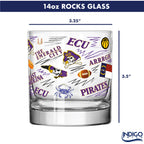 Set of 2 East Carolina Pirates 14oz Local Rocks Glasses