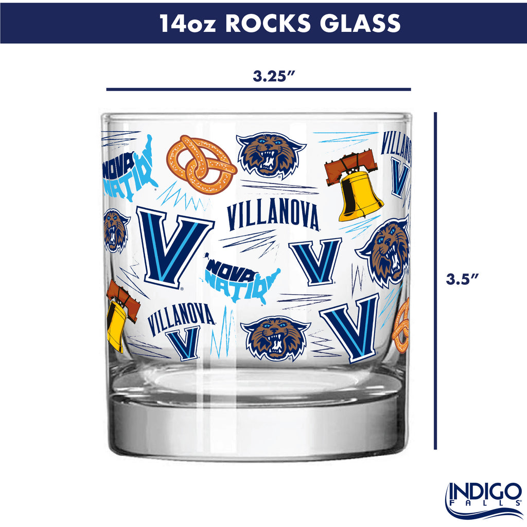 Set of 2 Villanova Wildcats 14oz Local Rocks Glasses