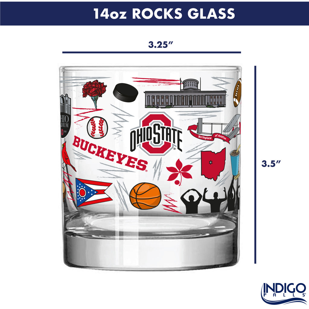 Set of 2 Ohio State Buckeyes 14oz Local Rocks Glasses