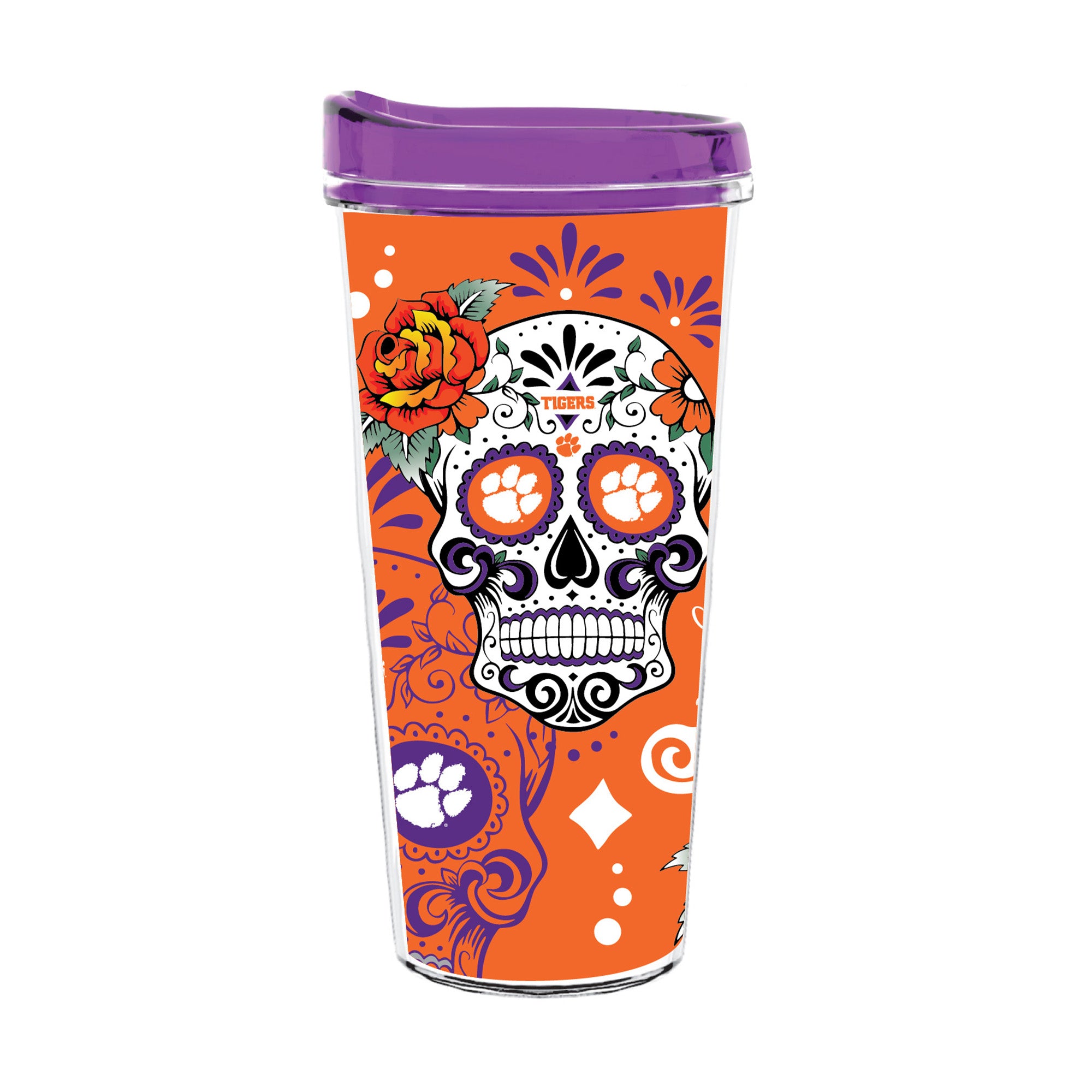22oz Clemson Tigers Dia de los Muertos Tritan Tumbler
