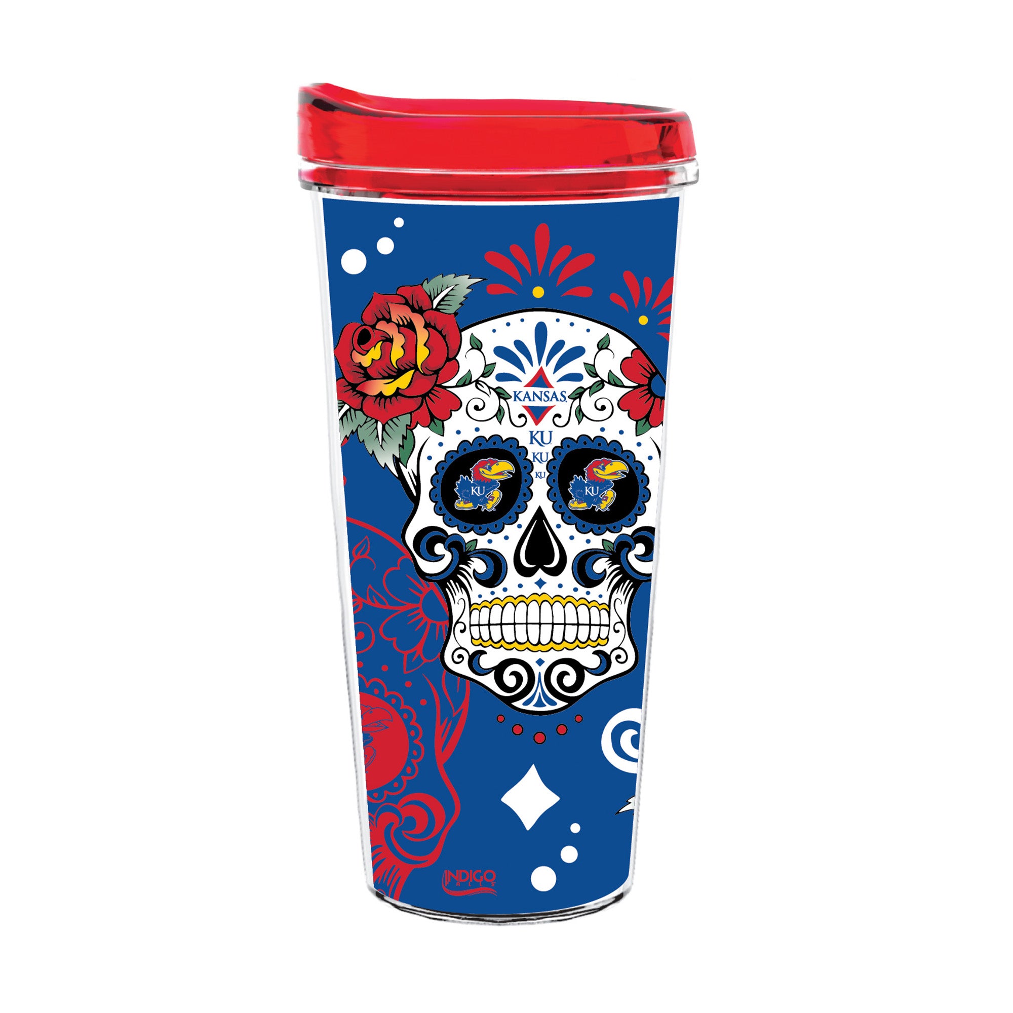 22oz Kansas Jayhawks Dia de los Muertos Tritan Tumbler