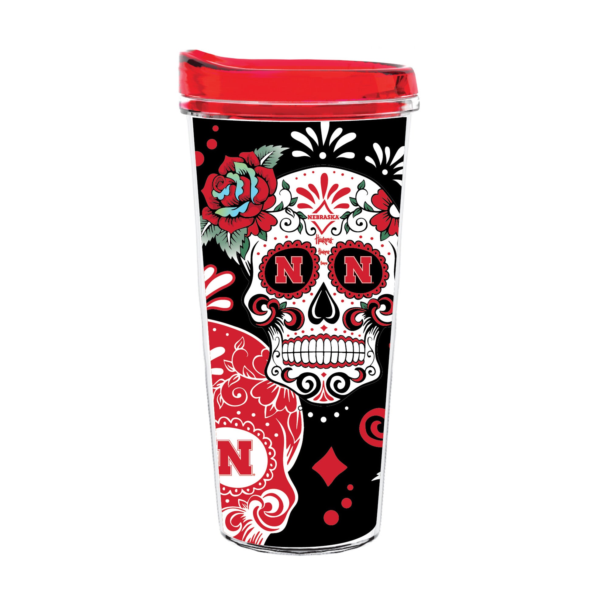 22oz Nebraska Cornhuskers Dia de los Muertos Tritan Tumbler