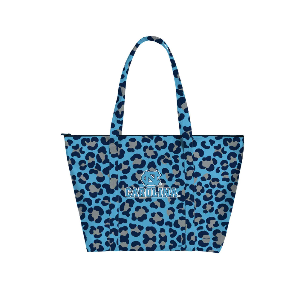 North Carolina Tar Heels leopard weekender tote bag for fans