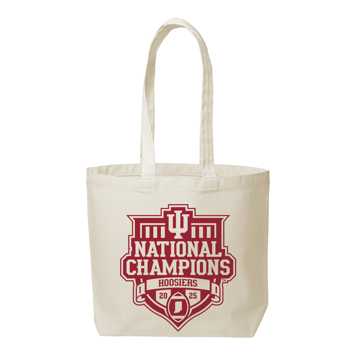 2025 CFP Football National Champions Indiana Hoosiers Canvas Tote Bag