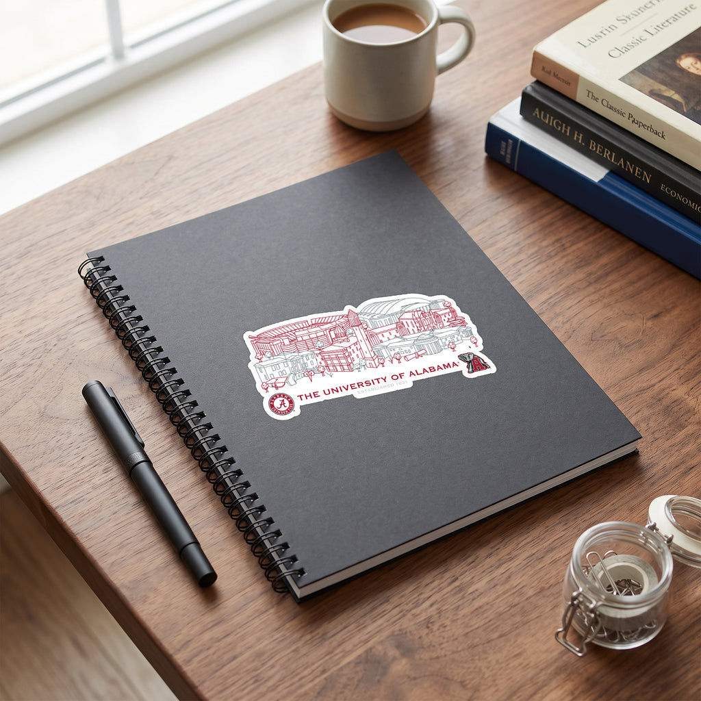 Alabama Crimson Tide Campus Line Art Decal 4" x 6"