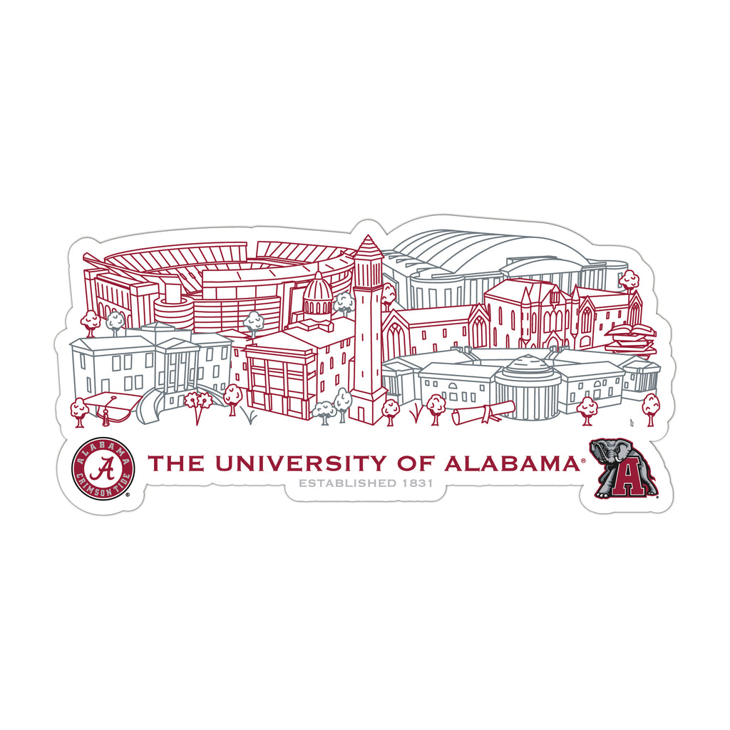 Alabama Crimson Tide Campus Line Art Decal 4" x 6"