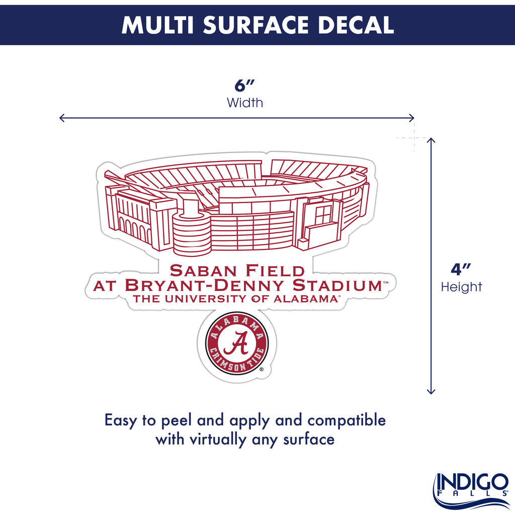 Alabama Crimson Tide Stadium Line Art Decal 4" x 6"