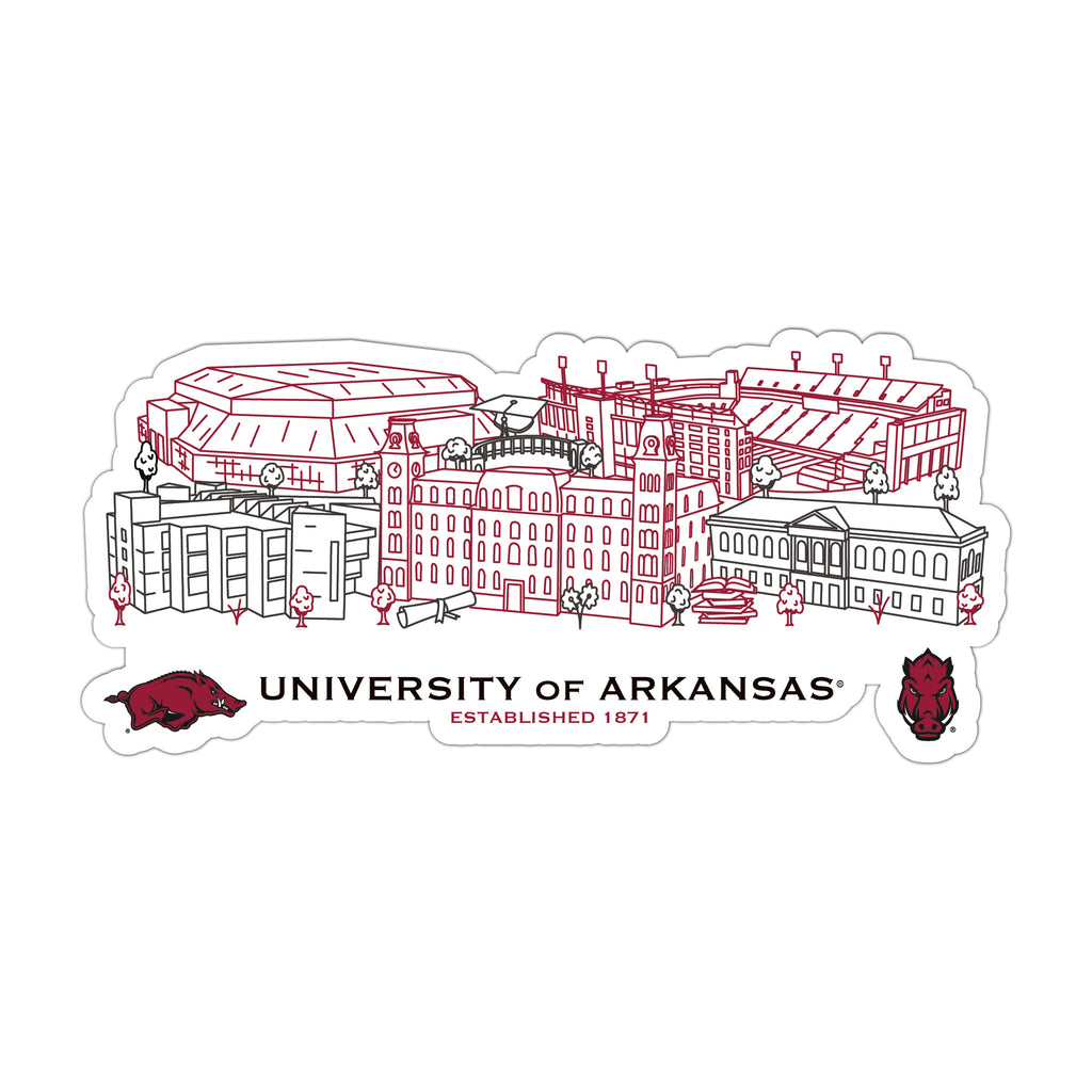 Arkansas Razorbacks Campus Line Art Decal 4" x 6"
