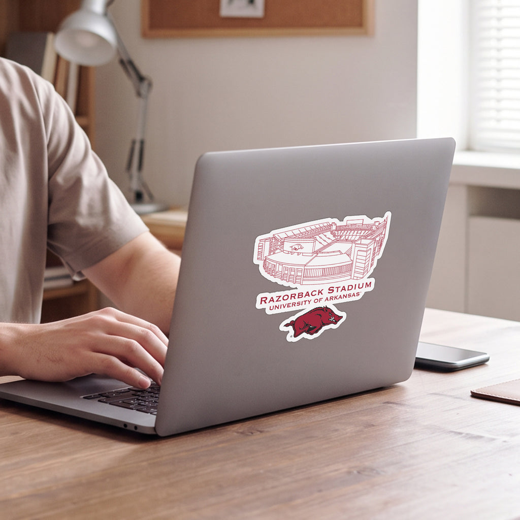 Arkansas Razorbacks Stadium Line Art Decal 4" x 6"