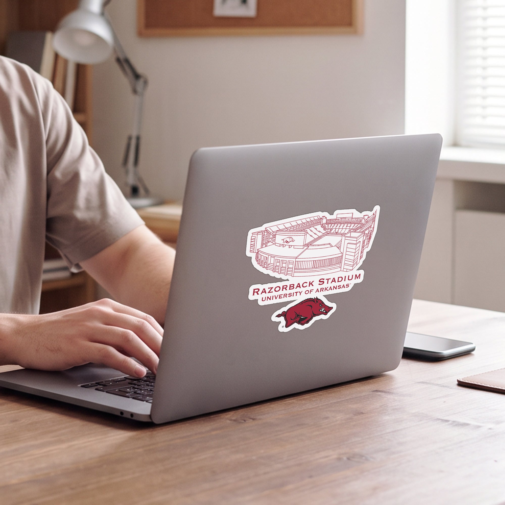 Arkansas Razorbacks Stadium Line Art Decal 4" x 6"