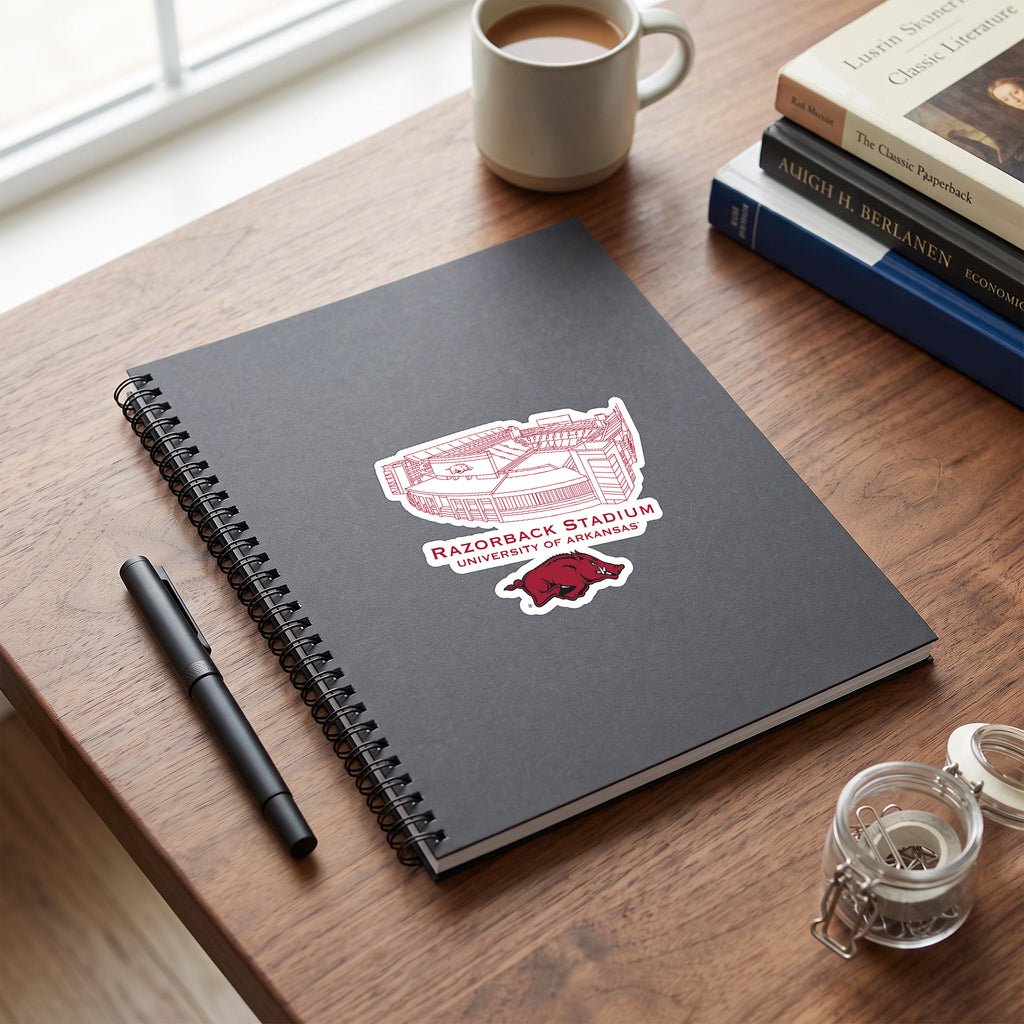 Arkansas Razorbacks Stadium Line Art Decal 4" x 6"