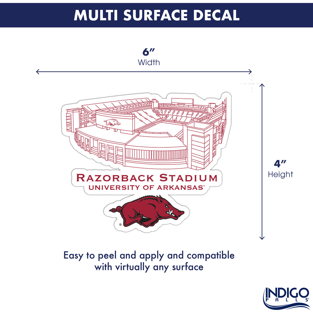 Arkansas Razorbacks Stadium Line Art Decal 4" x 6"