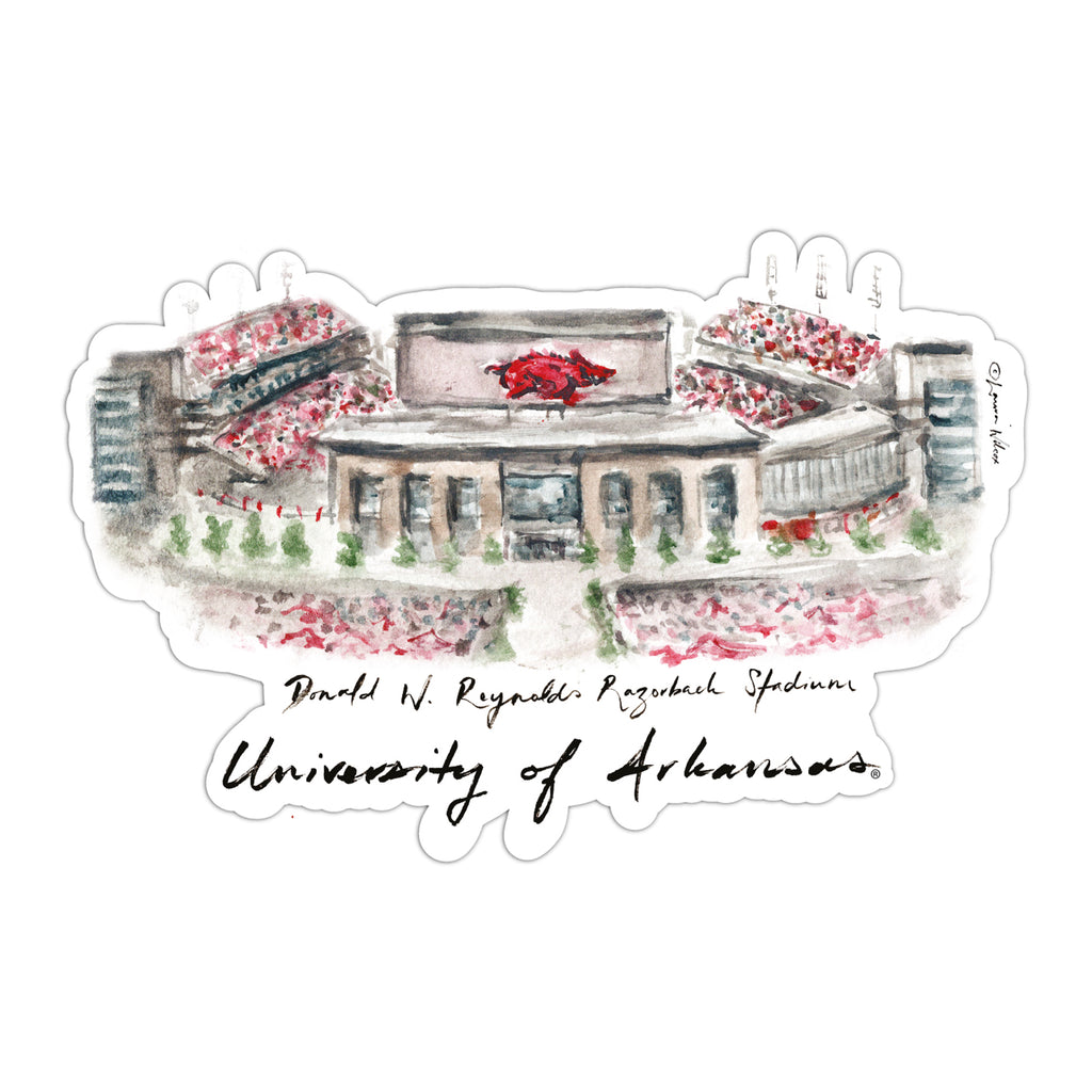 Arkansas Razorbacks Stadium Decal by Laura Wilcox 4" x 6"