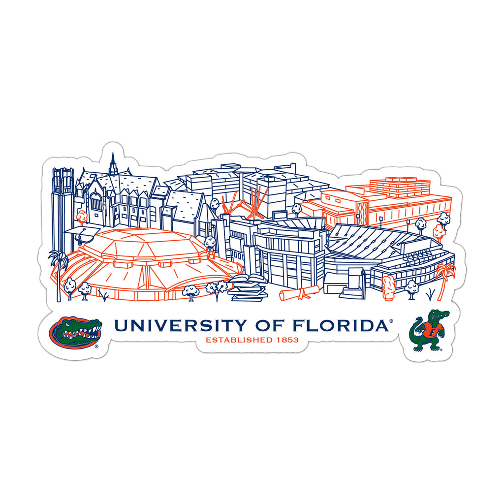 Florida Gators Campus Line Art Decal 4" x 6"