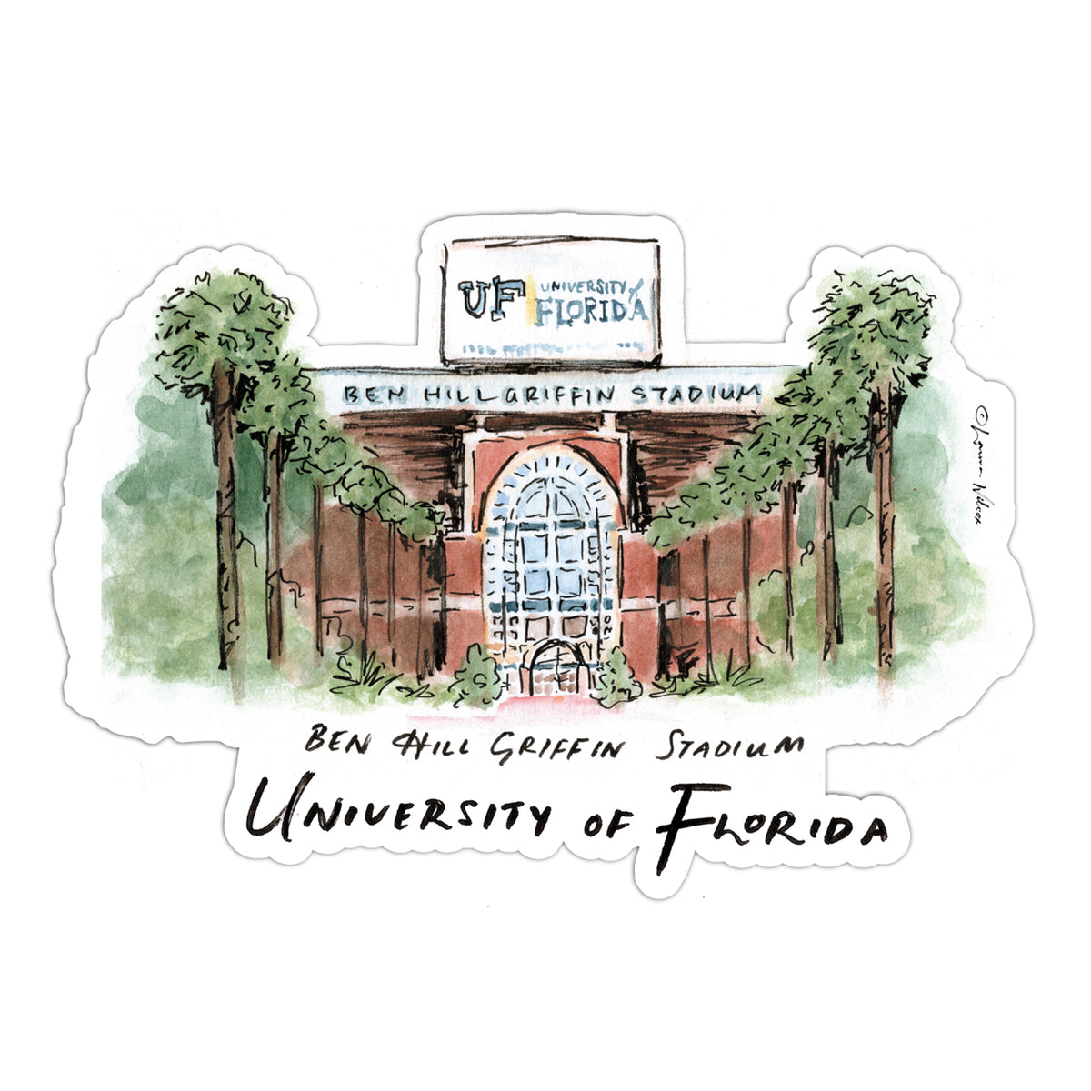 Florida Gators Stadium Decal by Laura Wilcox 4" x 6"