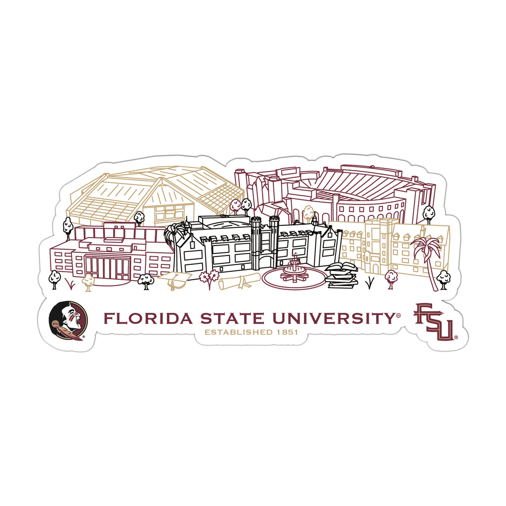 Florida State Seminoles Campus Line Art Decal 4" x 6"