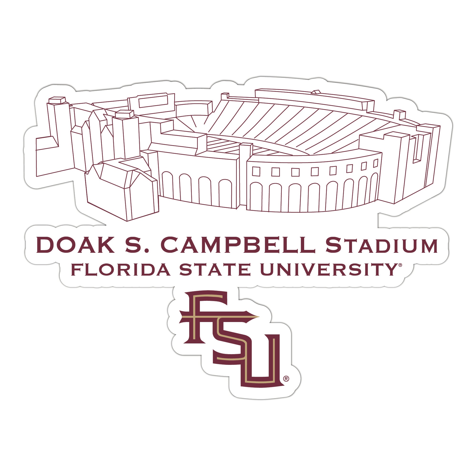 Florida State Seminoles Stadium Line Art Decal 4" x 6"