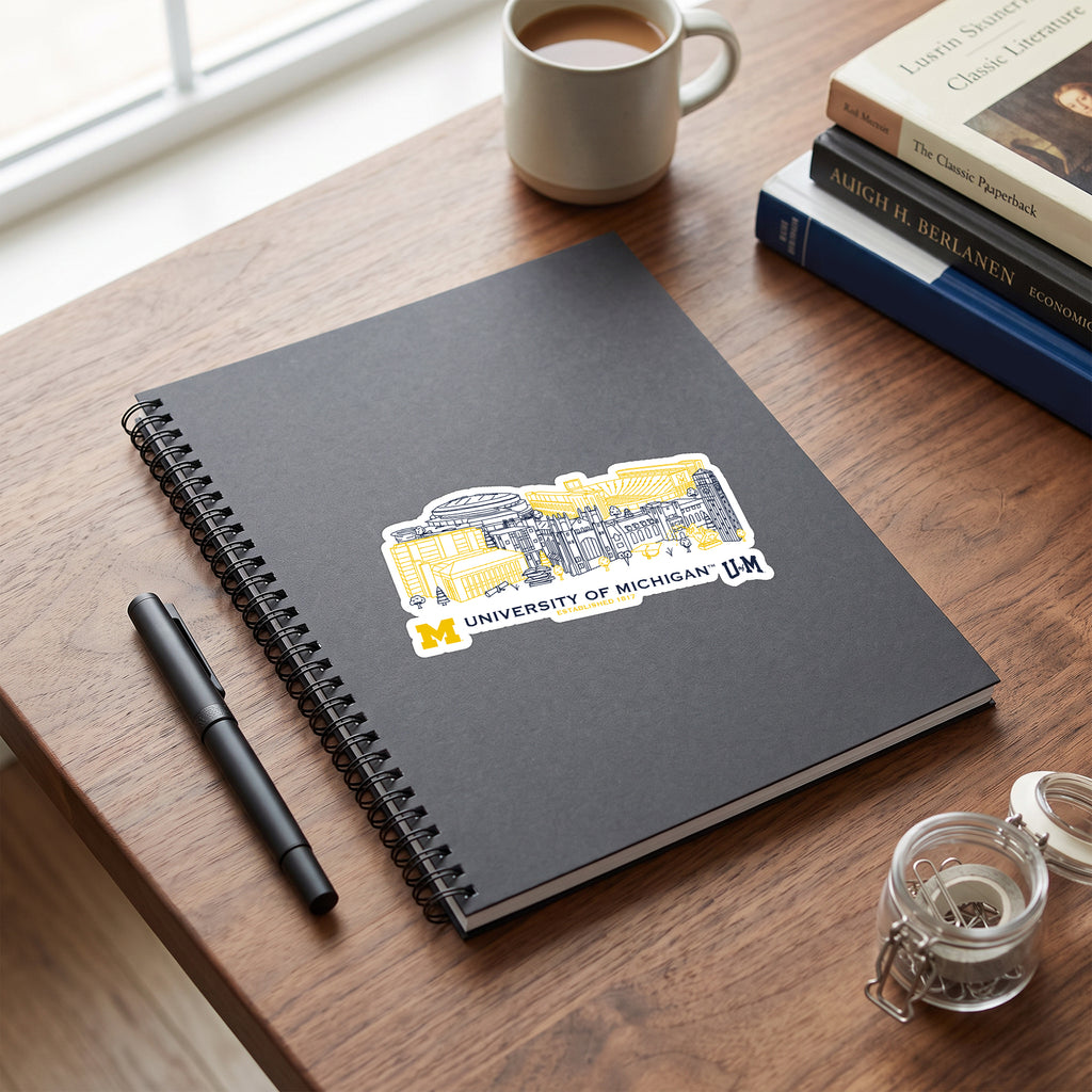 Michigan Wolverines Campus Line Art Decal 4" x 6"