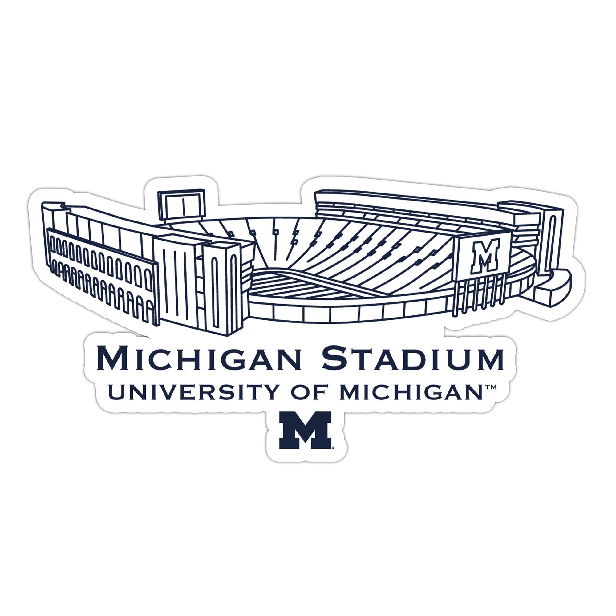 Michigan Wolverines Stadium Line Art Decal 4" x 6"