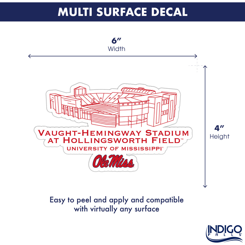 Ole Miss Rebels Stadium Line Art Decal 4" x 6"