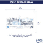 North Carolina Tar Heels Campus Line Art Decal 4" x 6"