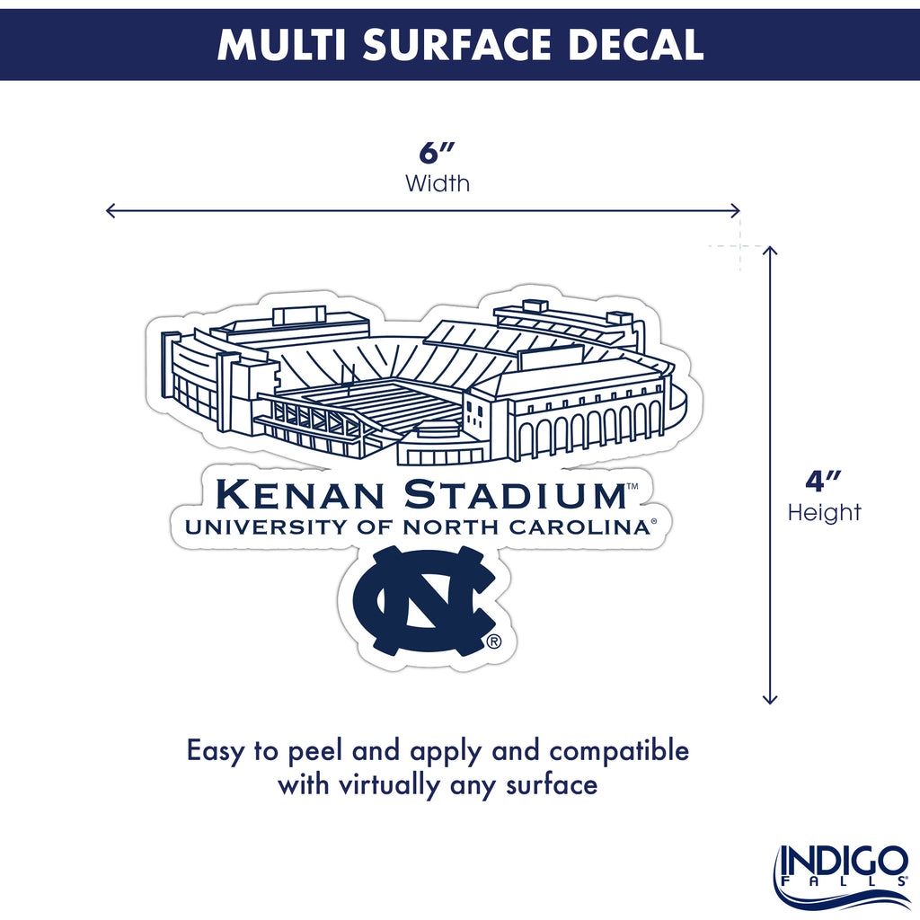 North Carolina Tar Heels Stadium Line Art Decal 4" x 6"