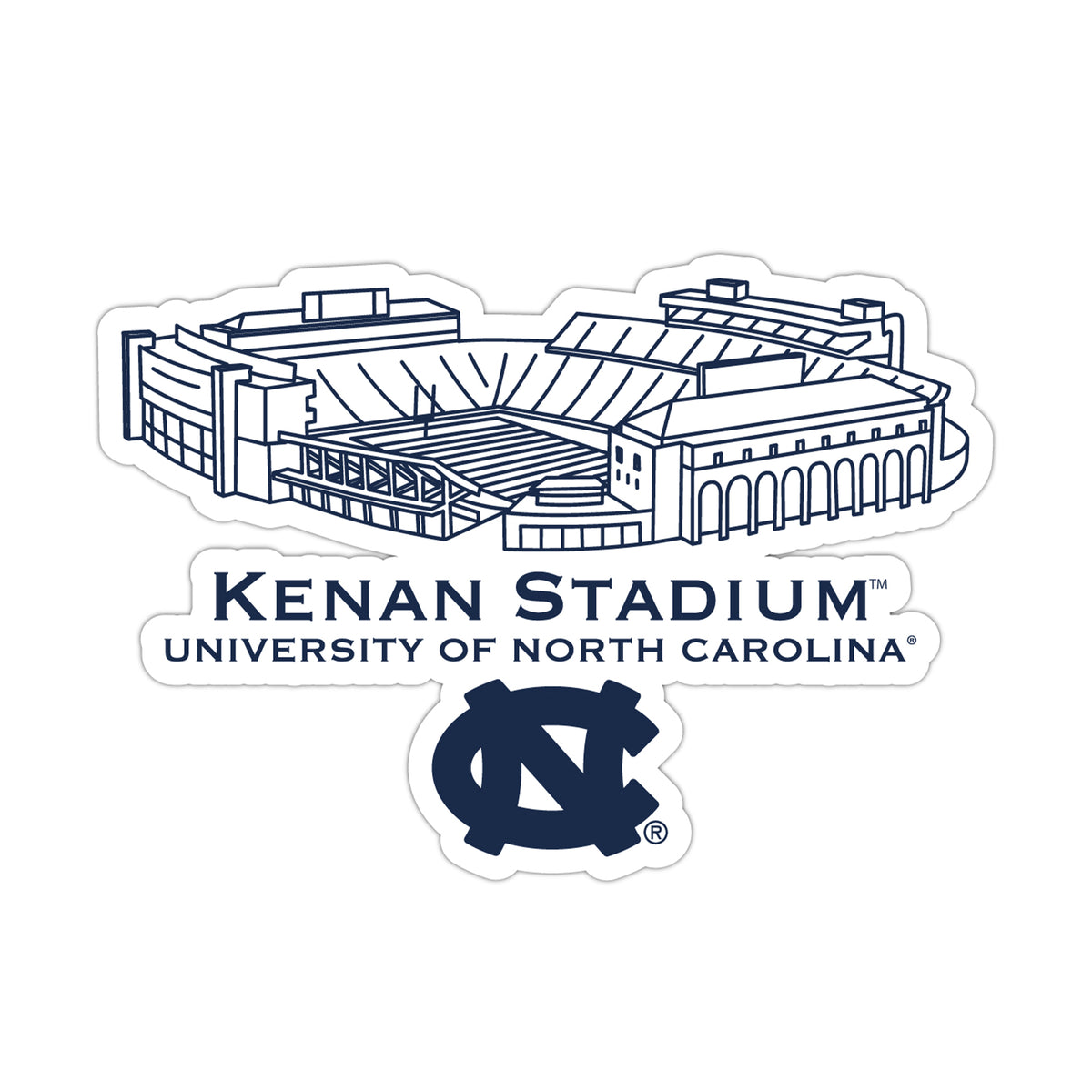 North Carolina Tar Heels Stadium Line Art Decal 4" x 6"