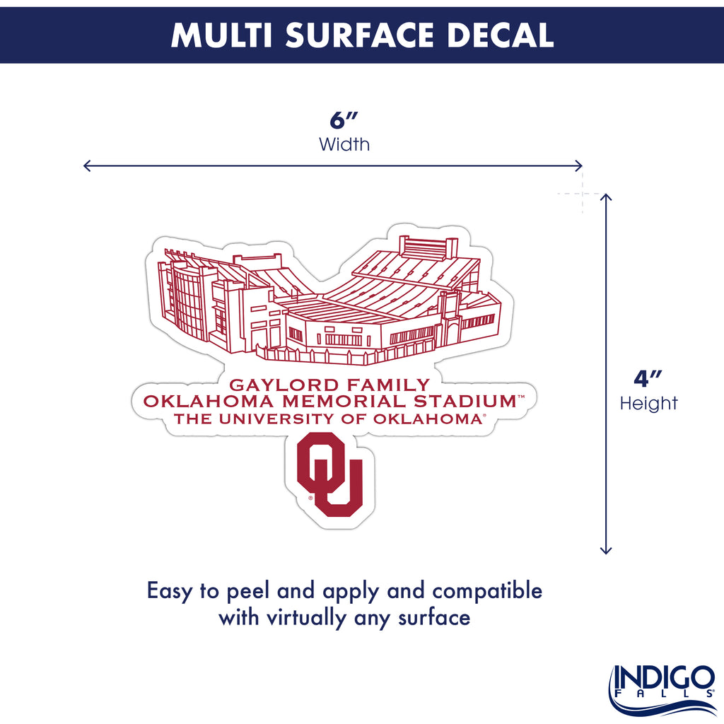 Oklahoma Sooners Stadium Line Art Decal 4" x 6"