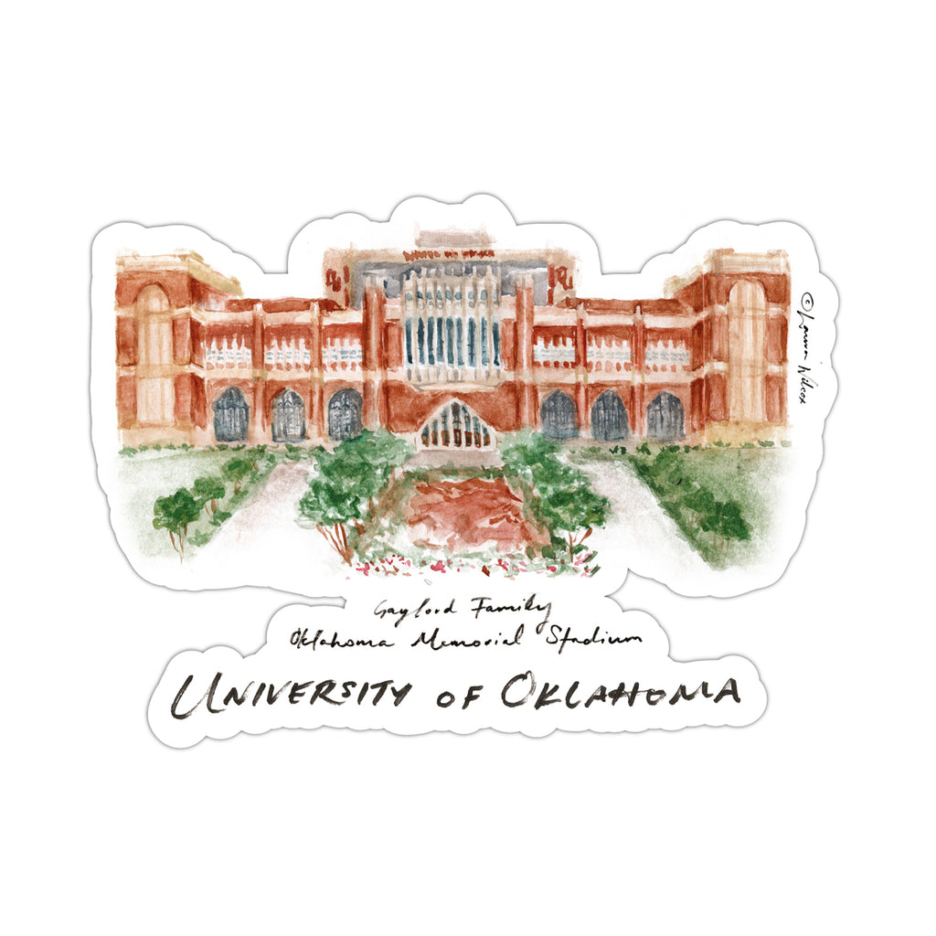 Oklahoma Sooners Stadium Decal by Laura Wilcox 4" x 6"