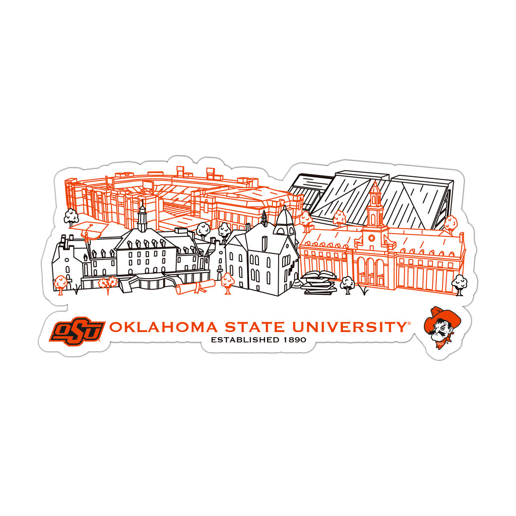 Oklahoma State Cowboys Campus Line Art Decal 4" x 6"