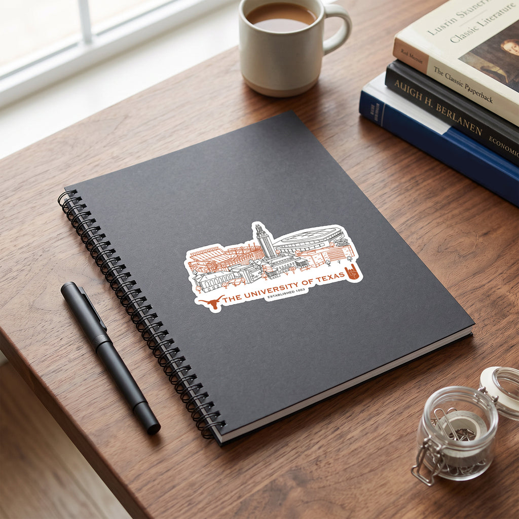 Texas Longhorns Campus Line Art Decal 4" x 6"