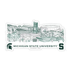 Michigan State Spartans Campus Line Art Decal 4" x 6"
