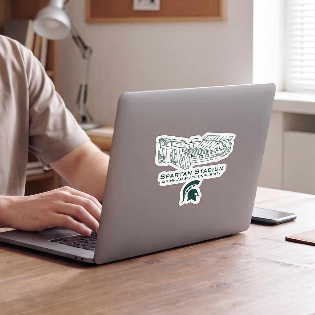 Michigan State Spartans Stadium Line Art Decal 4" x 6"
