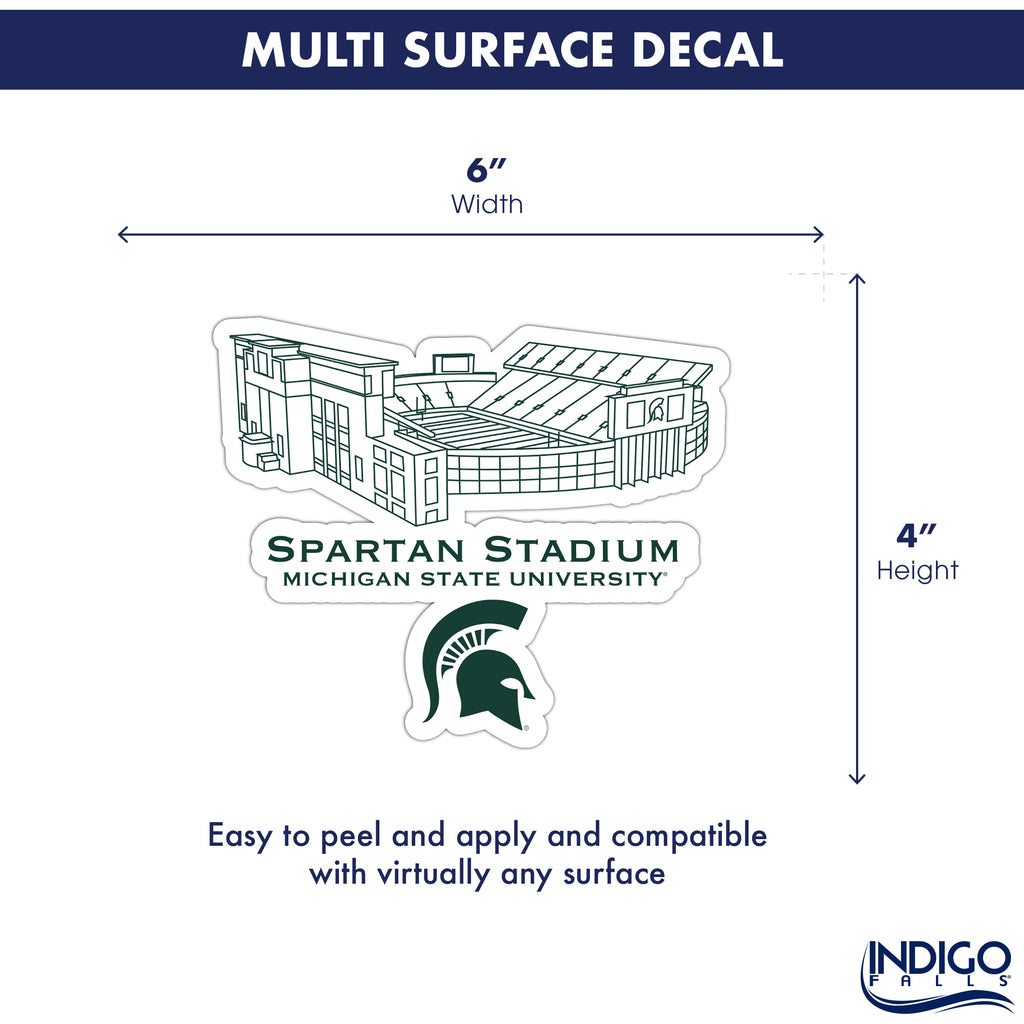 Michigan State Spartans Stadium Line Art Decal 4" x 6"