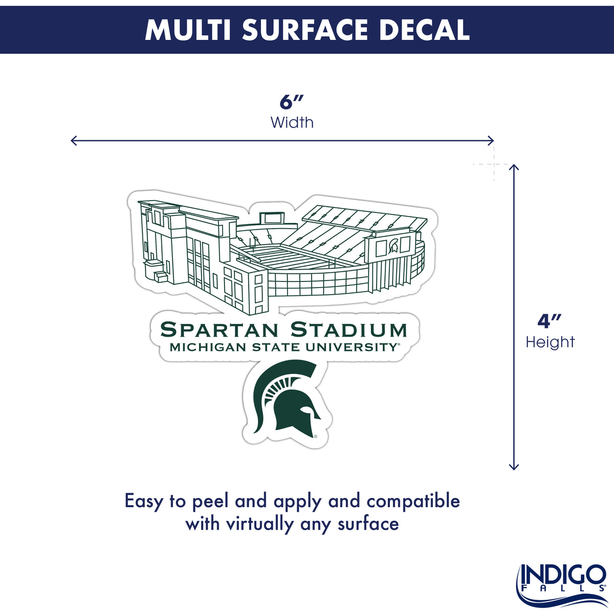 Michigan State Spartans Stadium Line Art Decal 4" x 6"